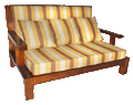 Striped Teak Love Seat Futon 1029