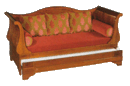 Stowaway Sleigh Sofa Bed with Back Panel 1036-stowaway, sleigh, sofa, bed, couch, love seat, back panel, red