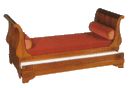 Stowaway Sleigh Sofa Bed - No back Panel 1037-stowaway, sleigh, sofa, bed, red, wood, wooden